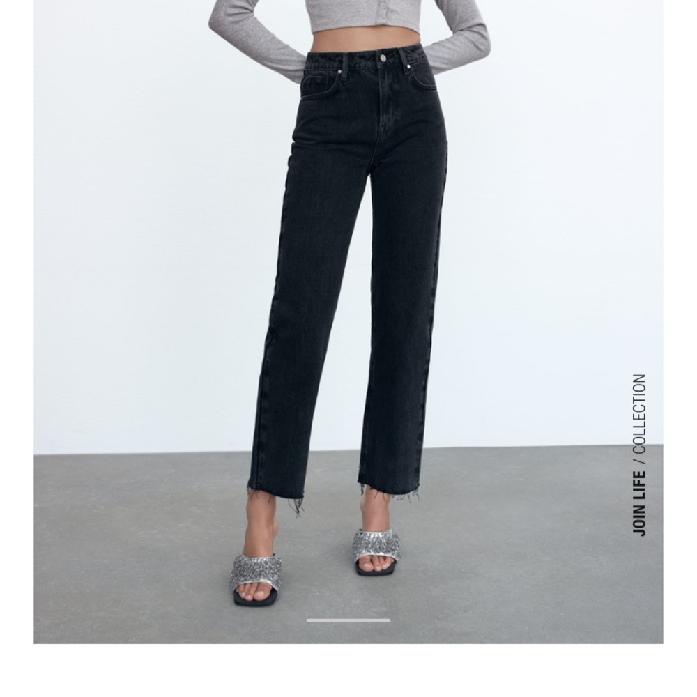 New Zara High Rise Straight Jean in Black